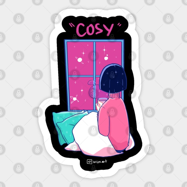 Cosy Sticker by Wizn Art